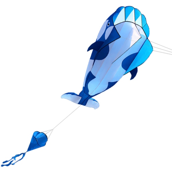 Kæmpe rammeløs 3D-drage Blød Parafoil Giant Whale Kite, Model: Blå og hvid