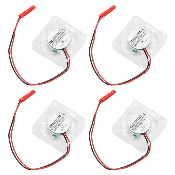 4 Sæt Køleventilator til Raspberry Pi 4B LED Blåt Lys Køler Radiator Computertilbehør Dele Separat Ventilator