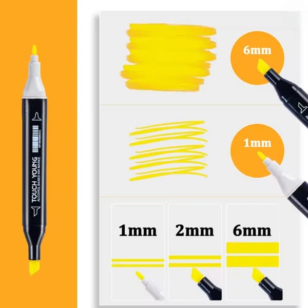 168-pak Dobbeltsidede Tuscher med Etui – Farve, Skitse & Illustration multifärg multicolor