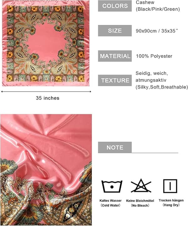 3-pakning hodeplagg silkeskjerf halsskjerf for kvinner - 90 x 90 cm store elegante skjerf for kvinner satengbandana jenter hodeplagg hårtilbehør