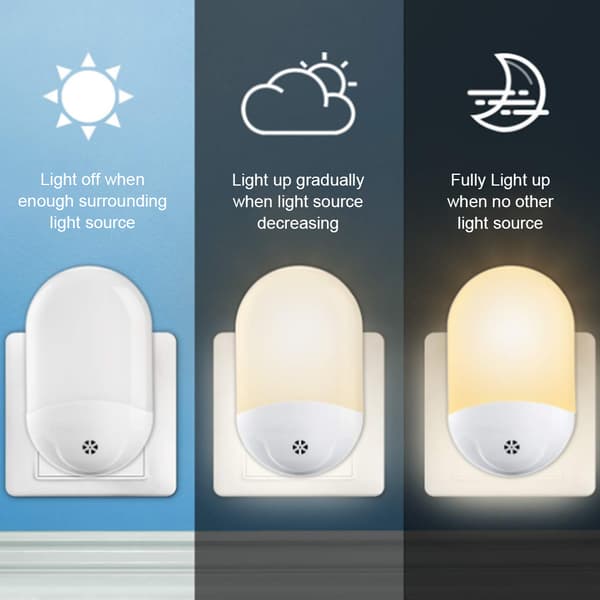 1/2 stk EU Stik Natlampe LED-sensorlys Automatisk Energibesparende Natlampe