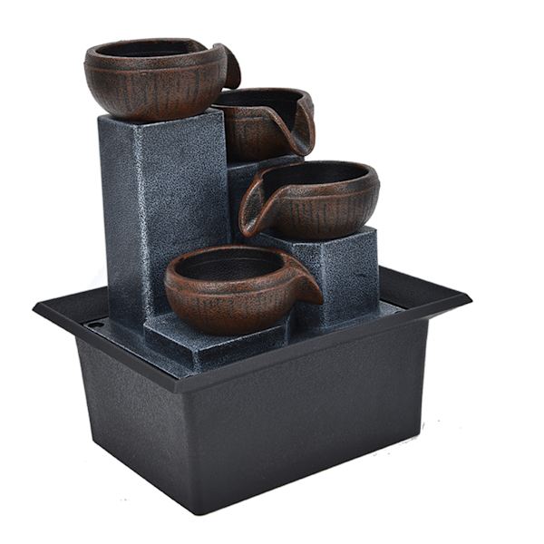 Bordfontene med LED-gult lys Feng Shui Avslapping Skrivebordsdekorasjon, UK-kontakt AC220‑240V