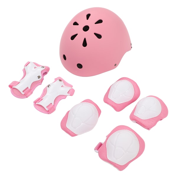 7-delars säkerhetsset för barn - hjälm, knäskydd, armbågsskydd - andningsbart, rosa