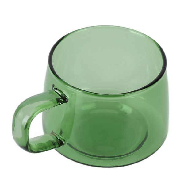 Gennemsigtig kaffekop 250 ml borosilikatglas kop te vand mælkekrus med håndtag grøn