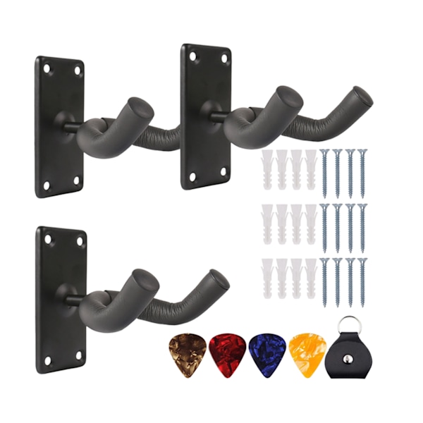 3 stk metall veggfeste krok for musikkinstrumenter henge stativ for elektrisk gitar Ukulele bass med 4 plugger