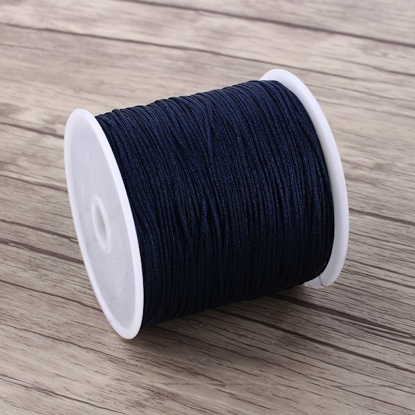100M x 0,8mm Nylon Kinesisk Knot Sladd Rattail Macrame Shamballa trådsnöre Mörkblå