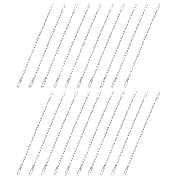 20 st Double Eye Nål Metall 9cm Lång överföringsnål Passar till stickmaskin