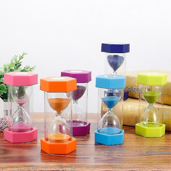 Sand Timer Set för barnspel och kök, 5/10/15/20/30 minuter Sandglas Timglas Ägg Timer Present 5 minuter