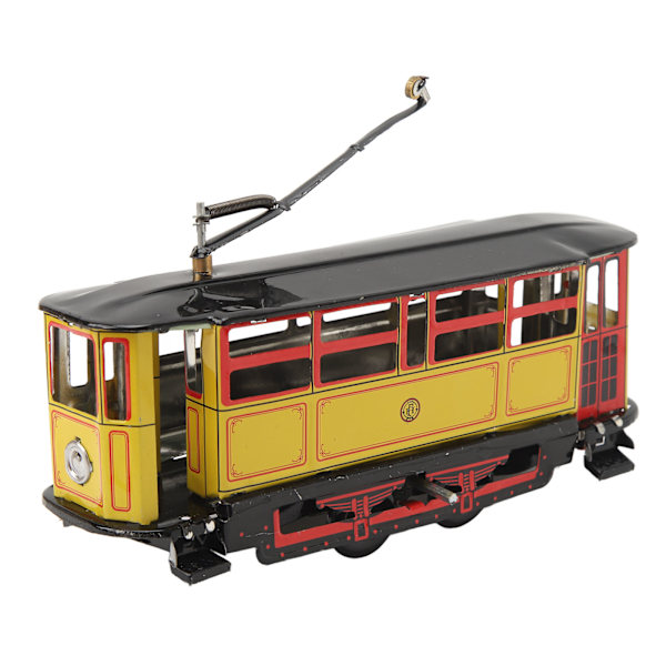 Trolley-lelu, kellokoneella, pelti, vintage, mielenkiintoinen metalli kellokoneella toimiva lelu lapsille ja aikuisille, valokuvausrekvisiitta