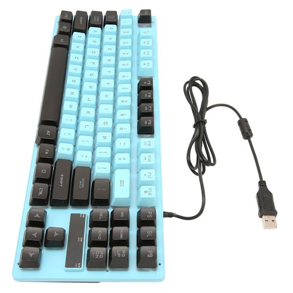 Langallinen peli-näppäimistö 87 näppäintä Ergonomisesti suunniteltu värillinen Taustavalaistu Design Pöytätietokoneen kannettava lisävaruste Tummansininen