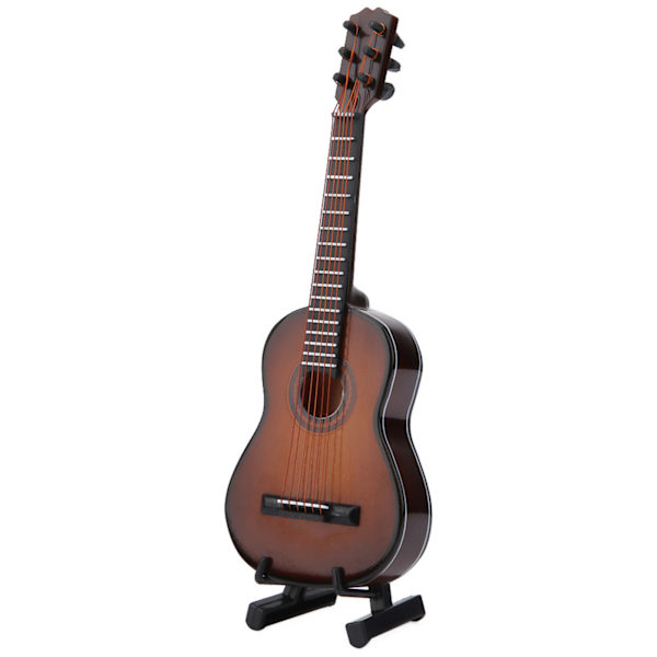 Mini træguitar model display Mini musikalske pynt Håndværk hjemindretning (brun 14cm)