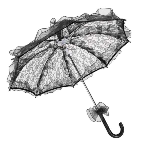 Bryllupsbrudeparaply Unikt foldbart blondestof Parasol Paraply Performance rekvisitter Sort