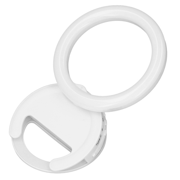 Clip On Ringlys til telefon 180 graders rotation 3 farver LED Selfie Ringlys til telefon Tablets Bærbare computere Hvid