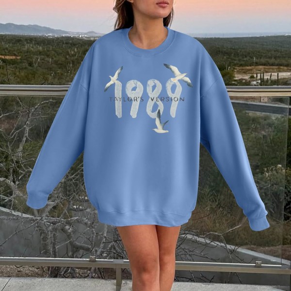 Taylor The Swift T-shirt dam - overdimensionerad rundhalsad 1989 långärmad hættetrøje med konsertoutfitBra kvalitet