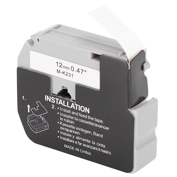 Etikettiteipit Brother-tulostimille M K231/631 PT-65/90/80 (mk12mm musta valkoisella)