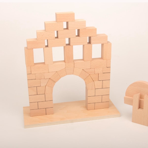 Montessori läromedel Romersk bro byggstenar Geometrisk form kognition för små barn Festival Present rått massivt trä utan lack