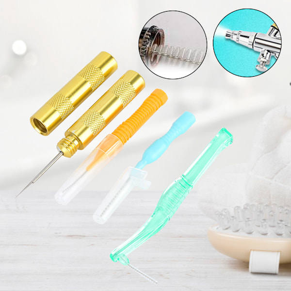 4 kpl Airbrush-suihkepuhdistustyökalusarja 3 puhdistusharjaa puhdistusveitsi
