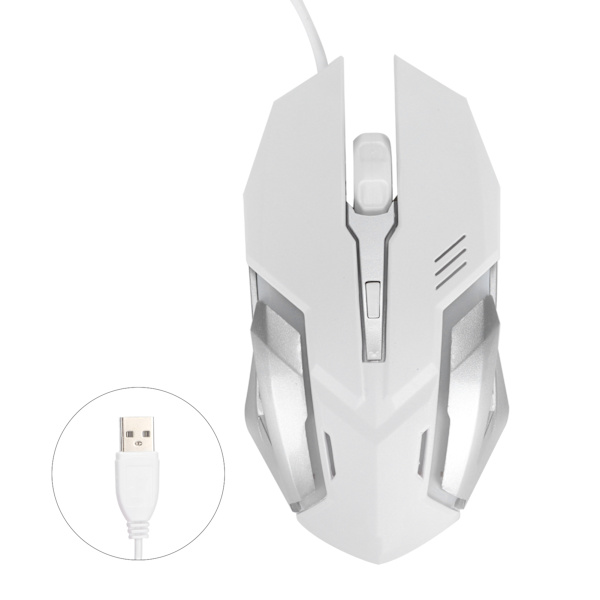 Kablet mus USB-port Gaming Office Business Lysende optisk datatilbehør Hvit