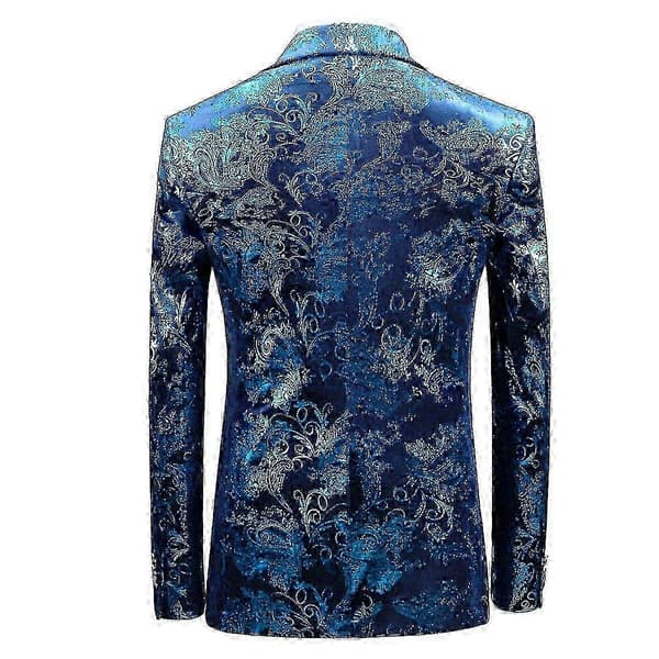 Guldtrukket jakke Passer til mænd med button down-krave 5XL Blue