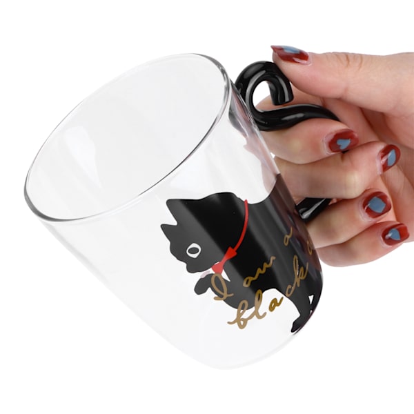 Kattekop Kaffe Mælk Te Vand Glas Børneflaske Transparent Varmebestandig Genanvendelig Kop (Sort Kat)