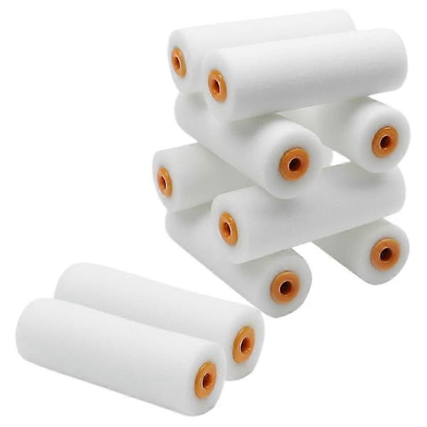 Kompakta roller-refills, 10-pack vita svamprullar för dekorationsmålning White 10.50X3.40X3.40CM