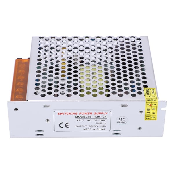 DC 24V 5A universaali säädelty virtalähde LED-nauhoille ja CCTV:lle