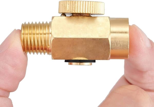 Messingværktøj til trykmåling af luftkompressor, tilbehør til inline-luftstrømsreguleringsventil, 1/4 NPT-han x 1/4 NPT-hun