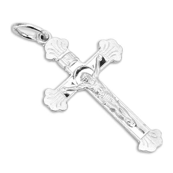 Crucifix Halsband Utsökt 925 Sterling Silver Herr Dam Jesus Cross Halsband Hängsgåva