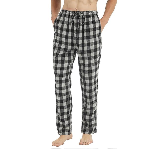 1-pack herrflanellpyjamasbyxor i bomull, rutiga loungebyxor Medium Black-Gray