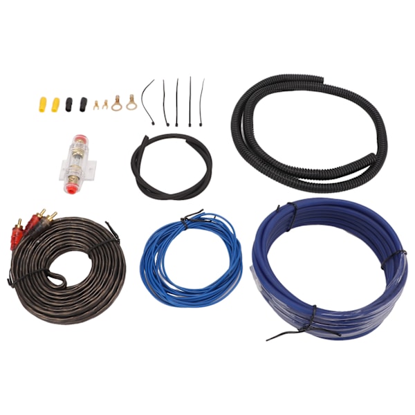 Bilförstärkarkabelset med ljudkabel, jordkabel, bälg och slang för bilhögtalare och subwoofer