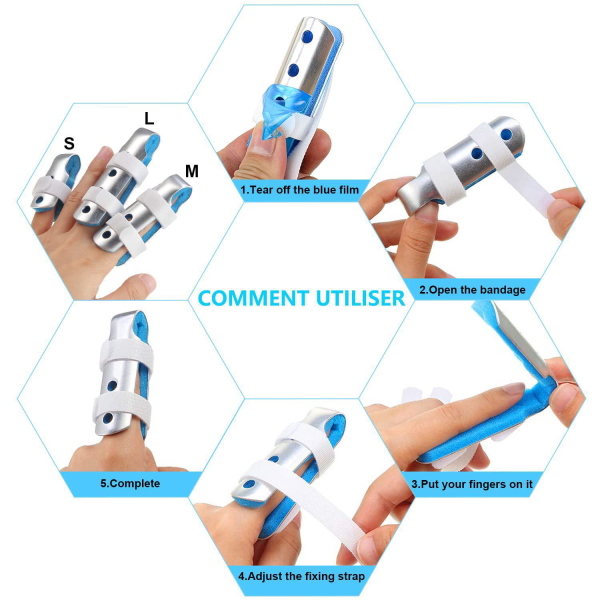 Sormilastasuojaus, 6 kpl säädettävät sormentuet alumiinista stabiloiva sormesuoja murtuneita sormia, niveltulehdusta, sormien epämuodostumista varten