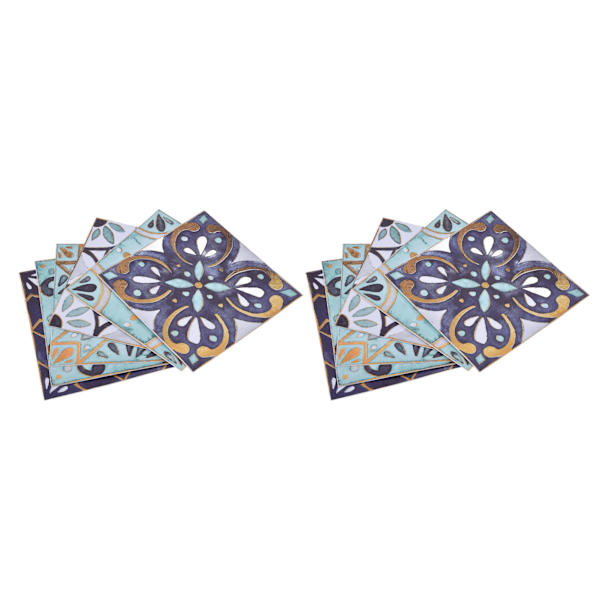 2Pack Golvplattor Självhäftande keramiska plattor Dekor Vattentät vintage retrostil för kök badrum Mörkgrön med förgylld kant