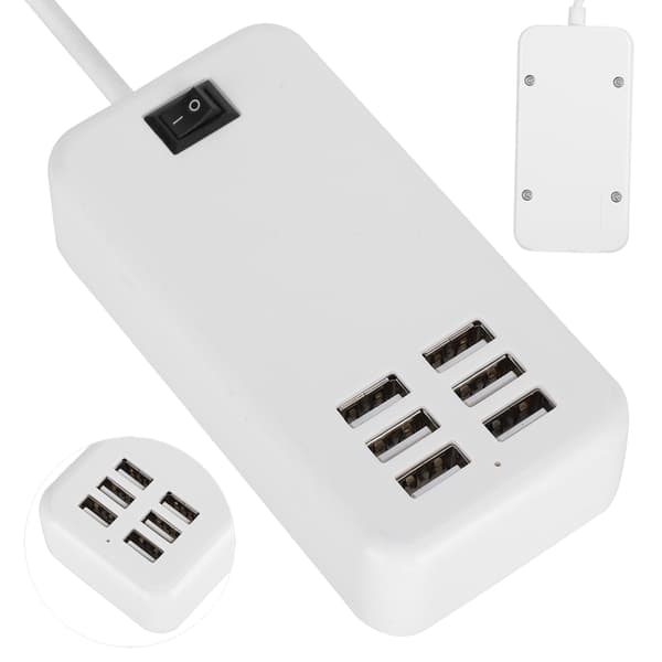 Laderadapter 6 Port 30W USB Skrivebord Hurtigladerstasjon Hub 100‑240VEU Plugg