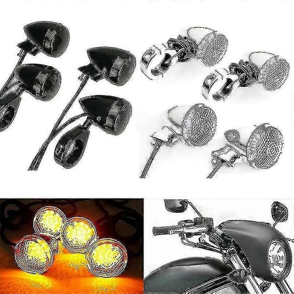 st motorcykel LED-blinklys til Harley-Davidson blinklys krom og sort hus 41 mm med for- og baggaffelbeslag Black
