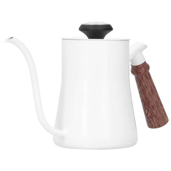 Kaffekande 650 ml rustfrit stål lang smal tud kaffemaskine med termometer Hvid