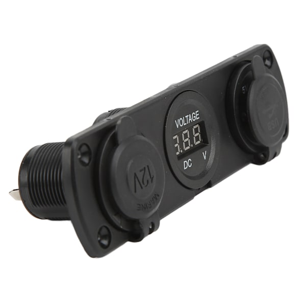 3-i-1-laderudtag Panel Dobbelte USB-udtag Panel Cigarettænderudtag LED Digital Voltmeter til Lastbil Marine RV