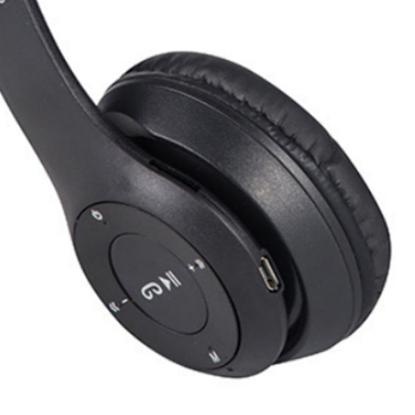 Bluetooth Hörlurar Trådlös Stereo Plug-in Kort Vikbar Over Ear Hörlurar för Gaming Svart