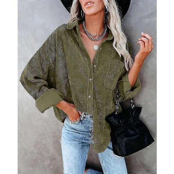 Höst- och vintertoppar Plusstorlekar Modekläder Damkläder Casual Långärmad jacka Kappor army green S