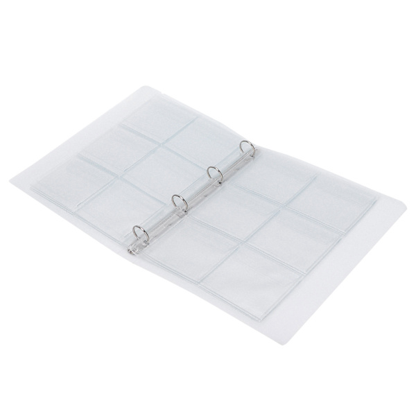 Gennemsigtig mappe Photo Organizer Badge Opbevaringsbog Perforeret ringbindersmappe 6 sider (Shell 6 huller indvendig side)