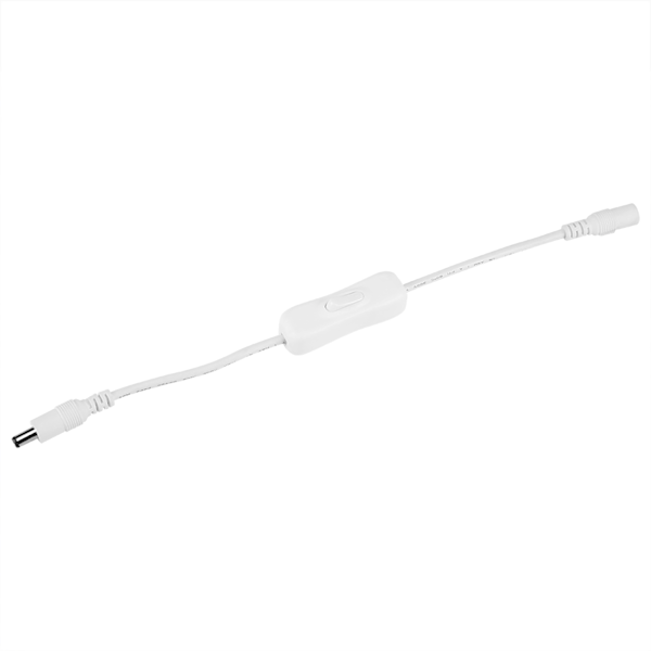5 stk 28,5 cm likestrømadapterkontakt Inline med PÅ/AV-bryter for LED Strip Lights Hvit