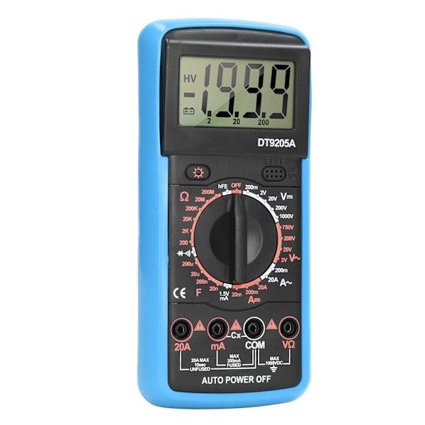 Smart digital multimeter LCD-skärm Multifunktionell kretsdetektionsmätare för hushållsblå