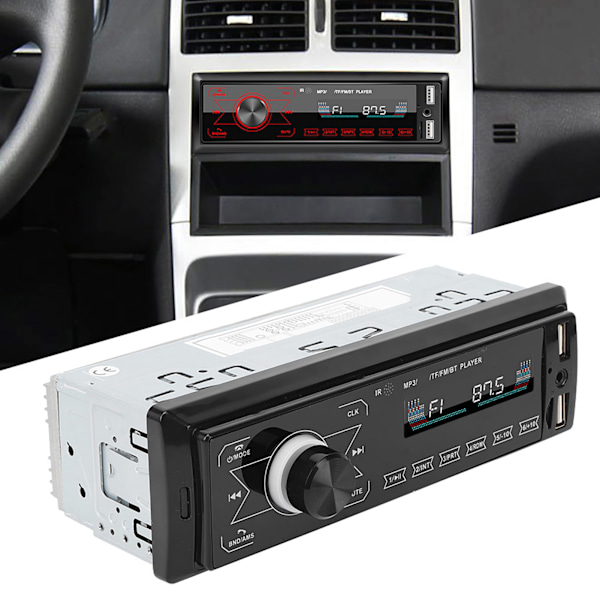 Auton MP3-soitin, kaksi USB-porttia, Bluetooth, stereokaiutin, radio, kosketusnäyttö, värilliset valot, viihdejärjestelmä