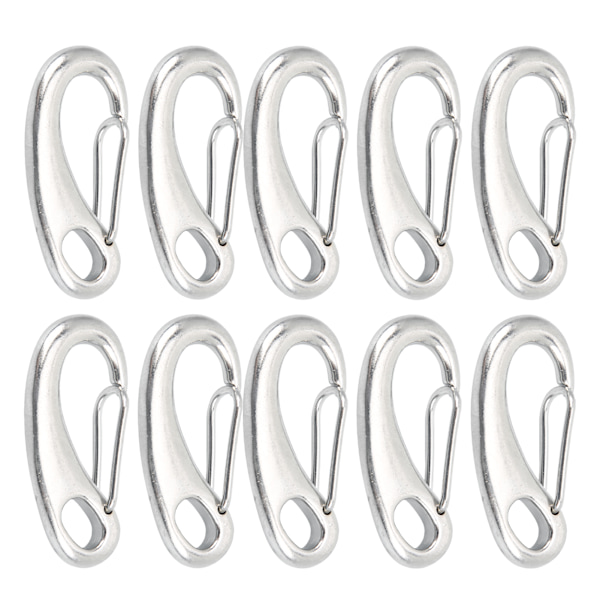10 stk 50 mm Heavy Duty Snap Rope Krok Rustfritt Stål Fjær Snap Krok Clip Marin Grade Karabiner