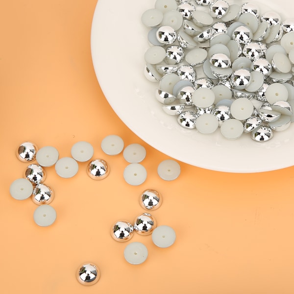 100 st halvcirkulära pärlpärlor Nitar Kit för klädväskor Gör-det-själv-dekorationstillbehör (silver)