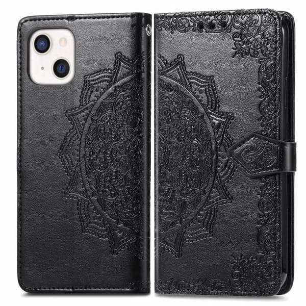 【NX】Kompatibel med iPhone 13 - Mandala Læder Etui - Sort 30