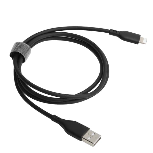 KUULAA 1M Mobiltelefon 2.1A Datakabel Opladerkabel Telefon Blød Opladerledning Sort