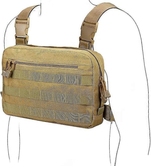 Taktisk brysttaske, rekognosceringstasker Kamp-edc frontlomme til krigsspil 1 stk. armygrøn Khaki