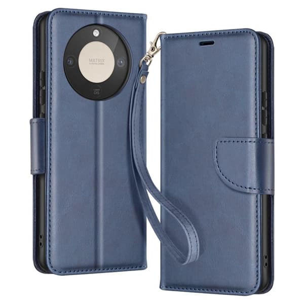 Lommebokveske kompatibel med Honor Magic 8 Lite, retrostil med stativ, mørkeblå Blå