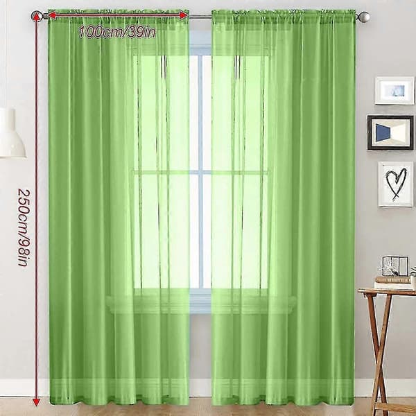 Voilegardiner med volanger i linoptikk transparent Green