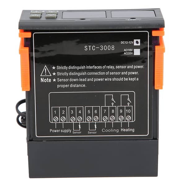 STC-3008 Dual Display Dubbel NTC-sondsensor Digital temperaturtermostatkontroll (DC12V)